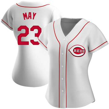 Authentic Lee May Women's Cincinnati Reds White Home Jersey