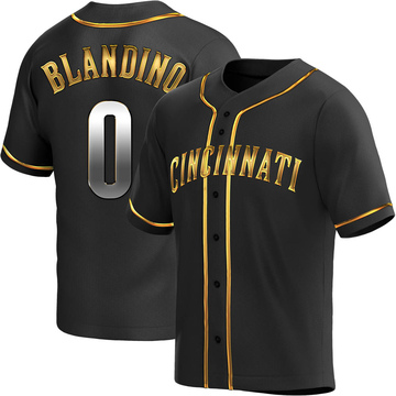 Replica Alex Blandino Men's Cincinnati Reds Black Golden Alternate Jersey