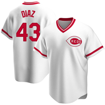 Replica Alexis Diaz Youth Cincinnati Reds White Home Cooperstown Collection Jersey