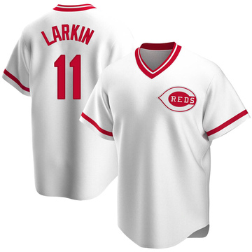 Replica Barry Larkin Men's Cincinnati Reds White Home Cooperstown Collection Jersey