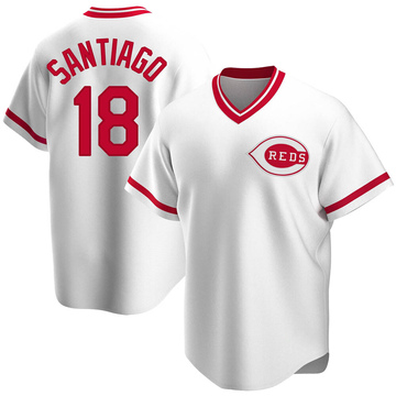Replica Benito Santiago Men's Cincinnati Reds White Home Cooperstown Collection Jersey