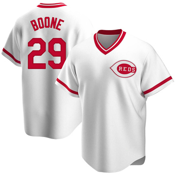 Replica Bret Boone Youth Cincinnati Reds White Home Cooperstown Collection Jersey