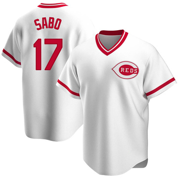 Replica Chris Sabo Youth Cincinnati Reds White Home Cooperstown Collection Jersey