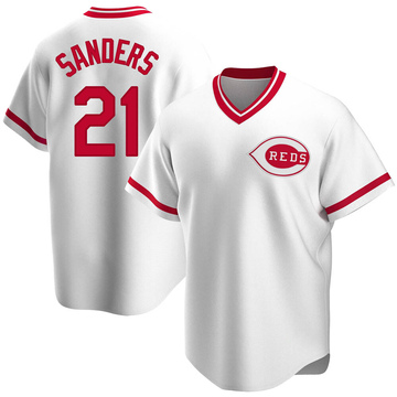 Replica Deion Sanders Youth Cincinnati Reds White Home Cooperstown Collection Jersey