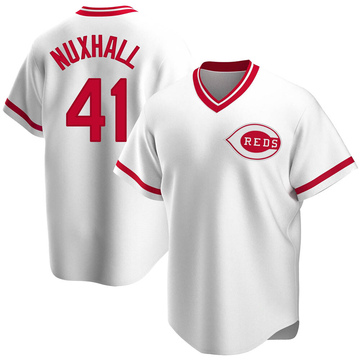 Replica Joe Nuxhall Youth Cincinnati Reds White Home Cooperstown Collection Jersey