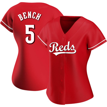 Replica Johnny Bench Women's Cincinnati Reds Red Alternate Jersey