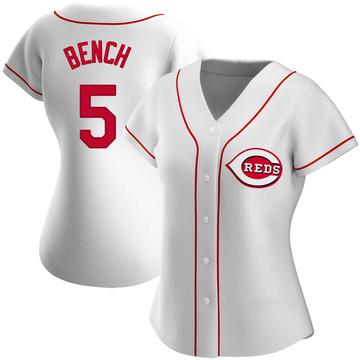 Replica Johnny Bench Women's Cincinnati Reds White Home Jersey