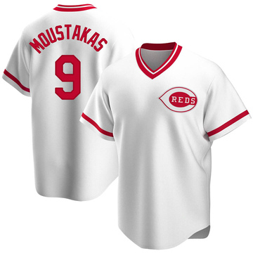 Replica Mike Moustakas Men's Cincinnati Reds White Home Cooperstown Collection Jersey