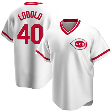 Replica Nick Lodolo Youth Cincinnati Reds White Home Cooperstown Collection Jersey