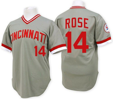 Replica Pete Rose Men's Cincinnati Reds Grey Throwback Jersey