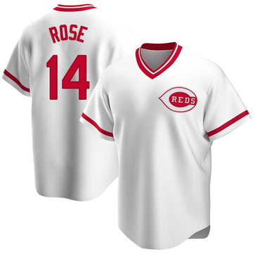 Replica Pete Rose Men's Cincinnati Reds White Home Cooperstown Collection Jersey