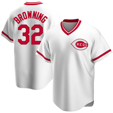 Replica Tom Browning Men's Cincinnati Reds White Home Cooperstown Collection Jersey