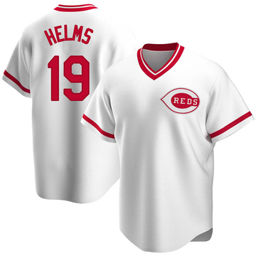 Replica Tommy Helms Men's Cincinnati Reds White Home Cooperstown Collection Jersey