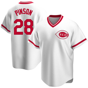Replica Vada Pinson Men's Cincinnati Reds White Home Cooperstown Collection Jersey