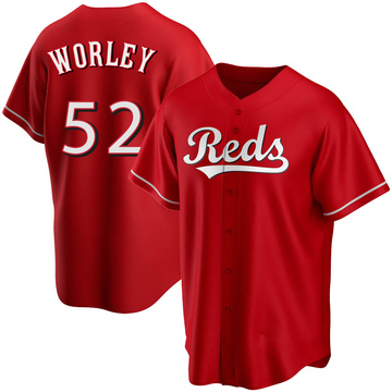 Replica Vance Worley Men's Cincinnati Reds Red Alternate Jersey